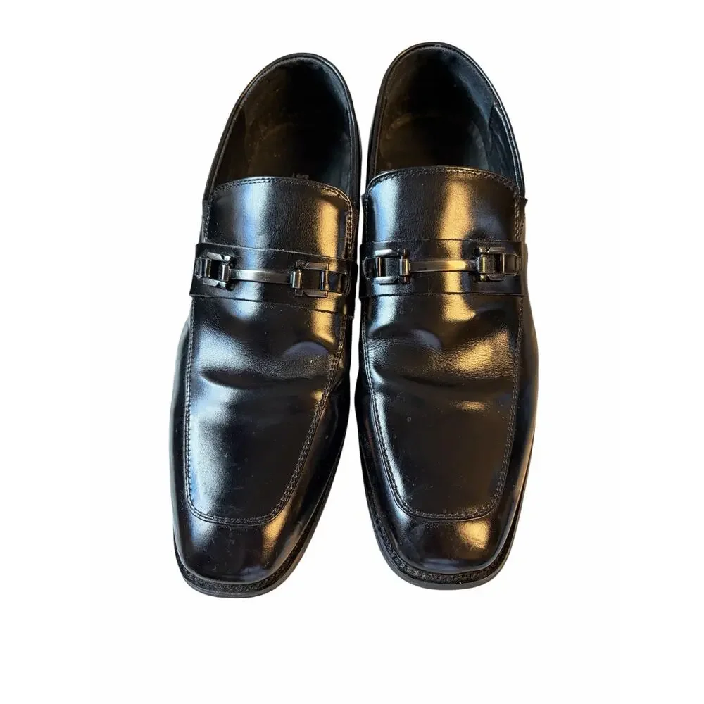 Stacy Adams Mens Black Leather Bit Loafers Dress Shoes Size 12M Slip On